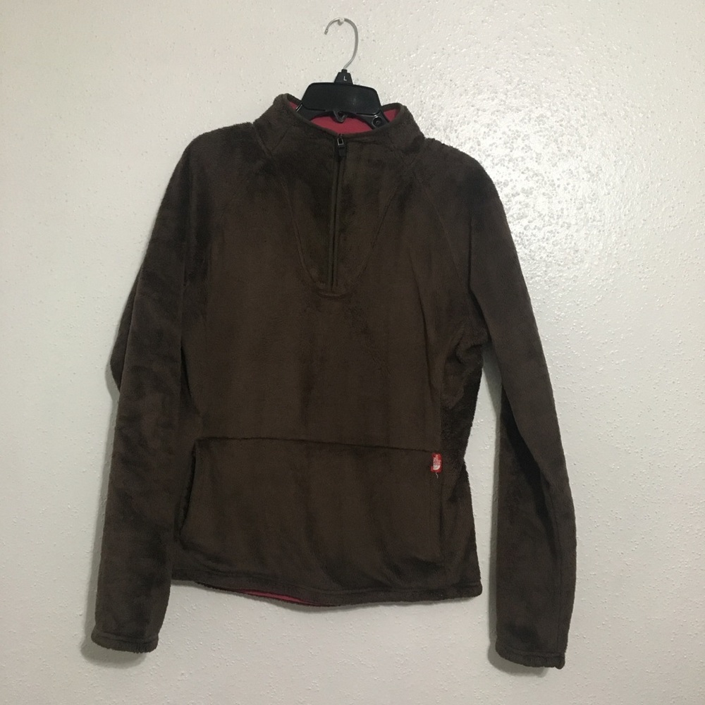 Brown North Face pullover jacket
